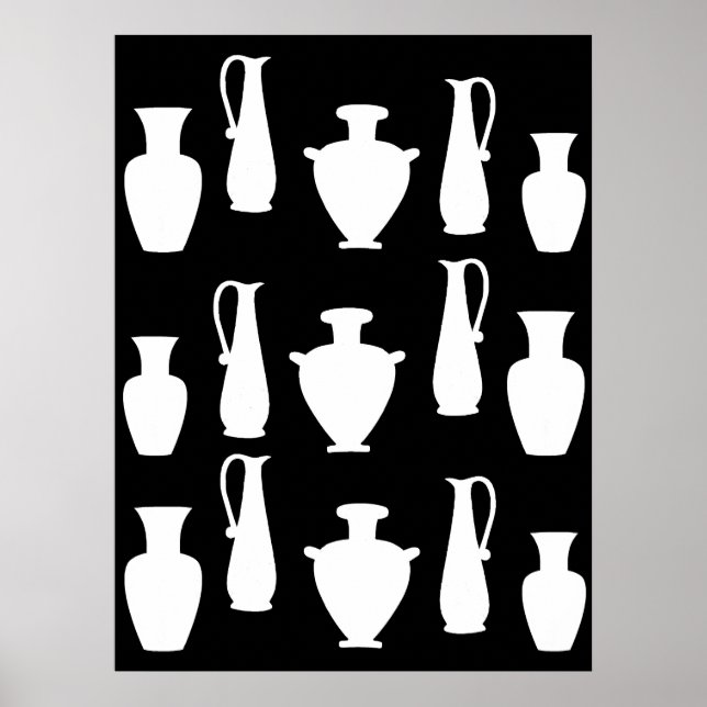 Funky White Old Greece Vases Jars Poster (Vorne)