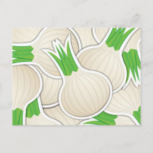 Funky white onions postkarte