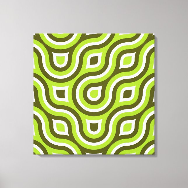 Funky Wild Circle Retro Muster Lime Green Leinwanddruck (Vorderseite)