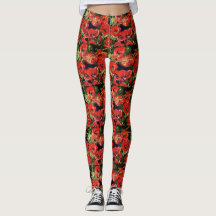 Funky wilde Mohnblumen-Leggings