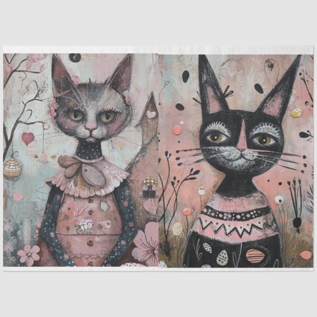 Funky Wired Cats Decoupage Seidenpapier (Vorderseite)