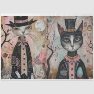 Funky Wired Cats Decoupage Seidenpapier