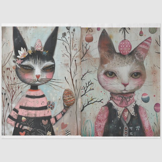 Funky Wired Cats Decoupage Seidenpapier (Vorderseite)