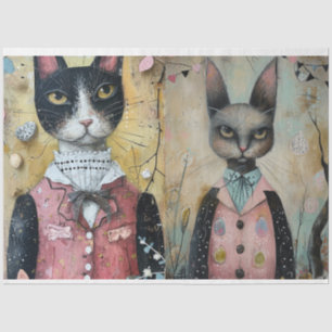 Funky Wired Cats Decoupage Seidenpapier