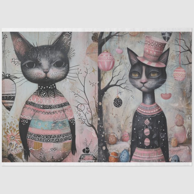 Funky Wired Cats Decoupage Seidenpapier (Vorderseite)