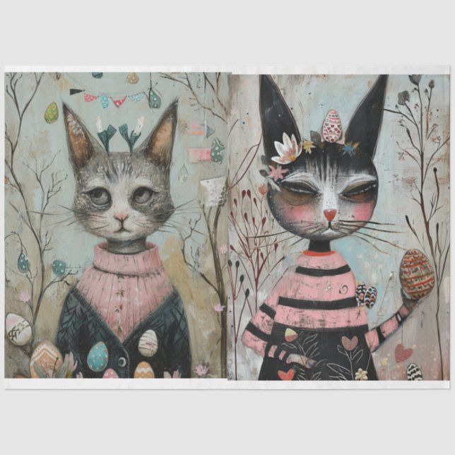 Funky Wired Katzen Decoupage Seidenpapier (Vorderseite)