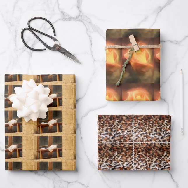 Funky Wrapping Paper Flat Sheet Set 3 Geschenkpapier Set (Vorderseite)