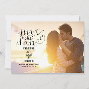 Funky Writing Save The Date - Holz