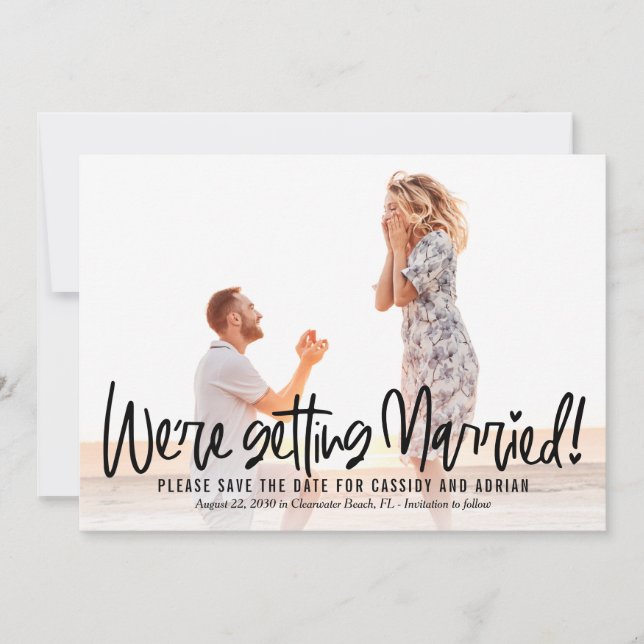 Funky Writy Editable Color Save the Date Card Dankeskarte (Vorderseite)