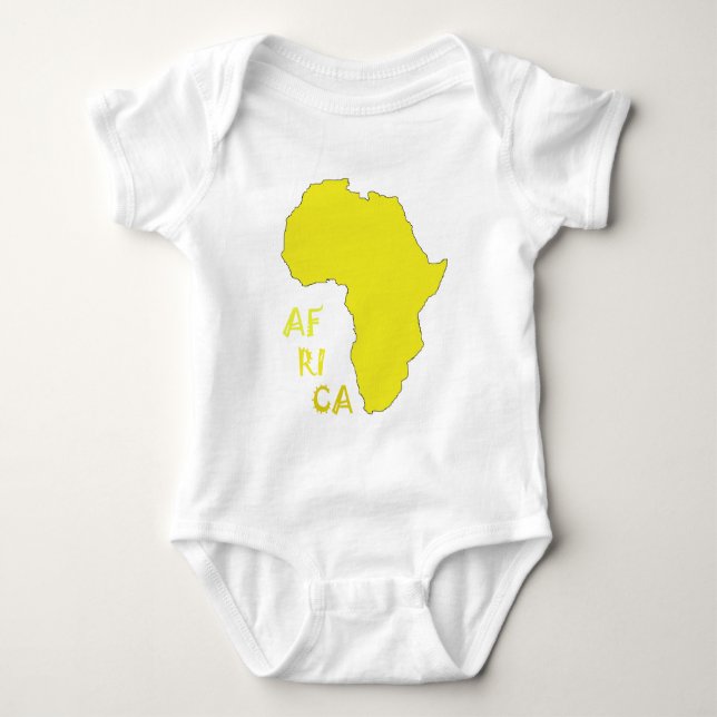 Funky Yellow Africa Map Baby Strampler (Vorderseite)