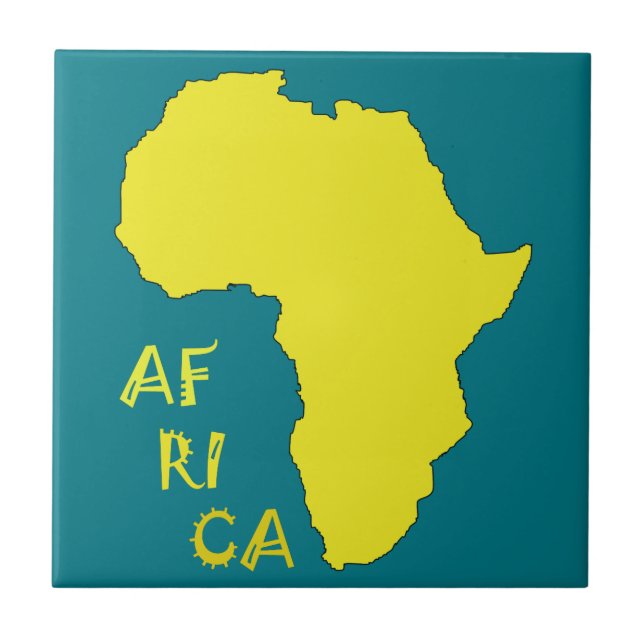 Funky Yellow Africa Map Fliese (Vorderseite)