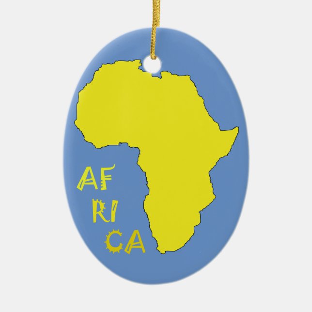 Funky Yellow Africa Map Keramik Ornament (Vorne)