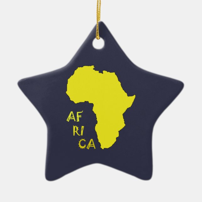 Funky Yellow Africa Map Keramik Ornament (Vorne)