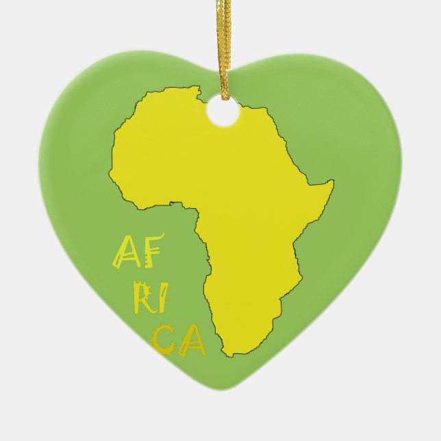 Funky Yellow Africa Map Keramikornament (Vorne)