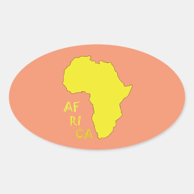 Funky Yellow Africa Map Ovaler Aufkleber (Vorderseite)