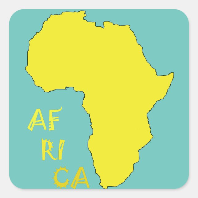 Funky Yellow Africa Map Quadratischer Aufkleber (Vorderseite)