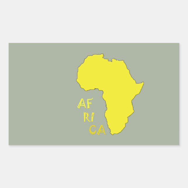 Funky Yellow Africa Map Rechteckiger Aufkleber (Vorderseite)