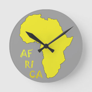 Funky Yellow Africa Map Runde Wanduhr