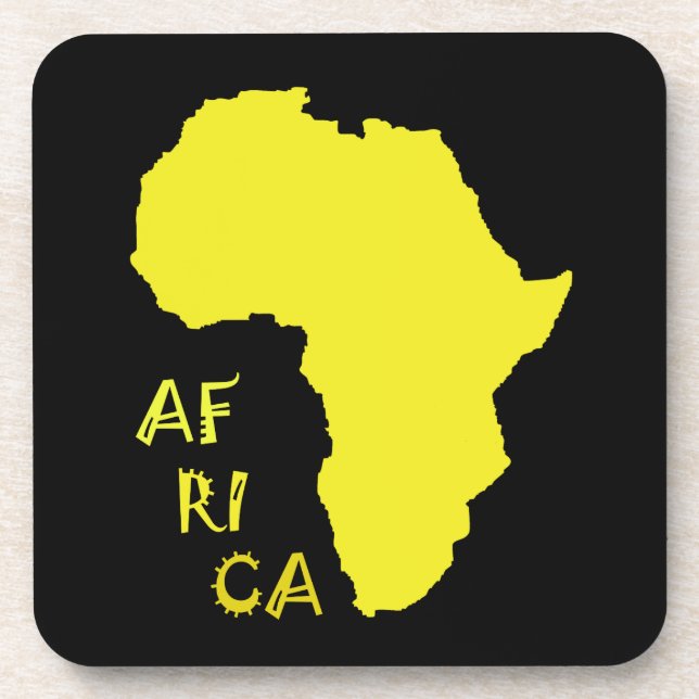 Funky Yellow Africa Map Untersetzer (Vorderseite)