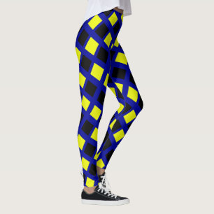 Funky Yellow Black Blocks Leggings