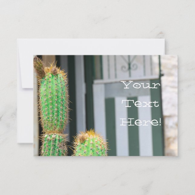 Funky your Text Green Cactus Flat Card (Vorderseite)