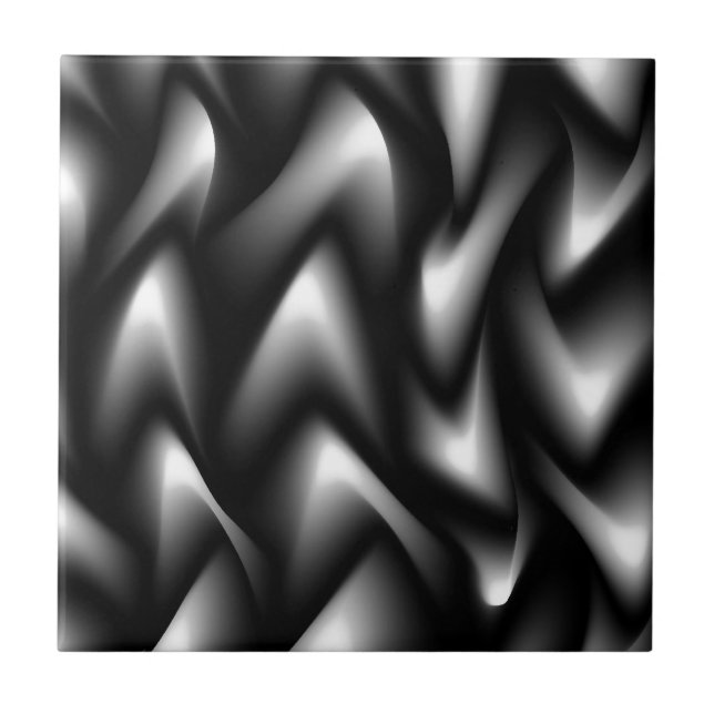 Funky Zebra Abstrakt Black und White Fliese (Vorderseite)