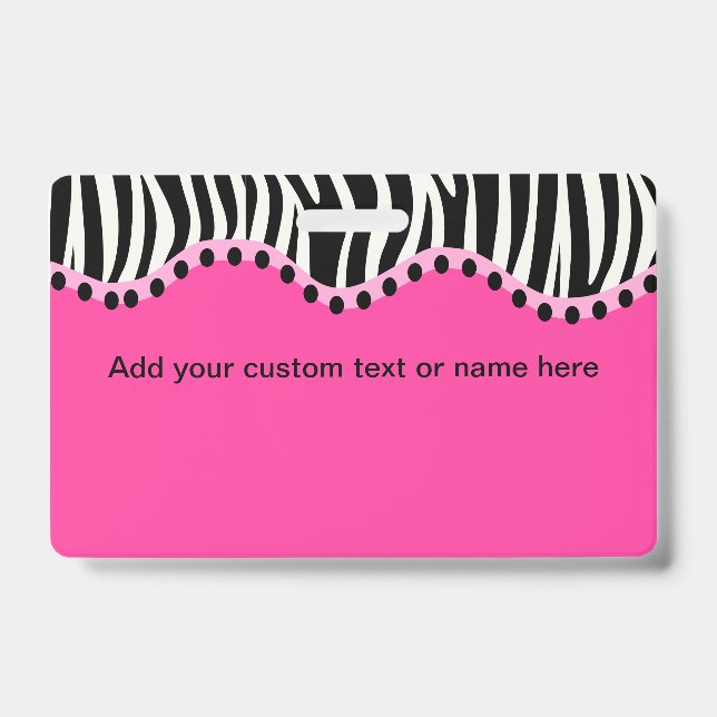 Funky Zebra Horizontal Name Abzeichen Ausweis (Vorderseite)