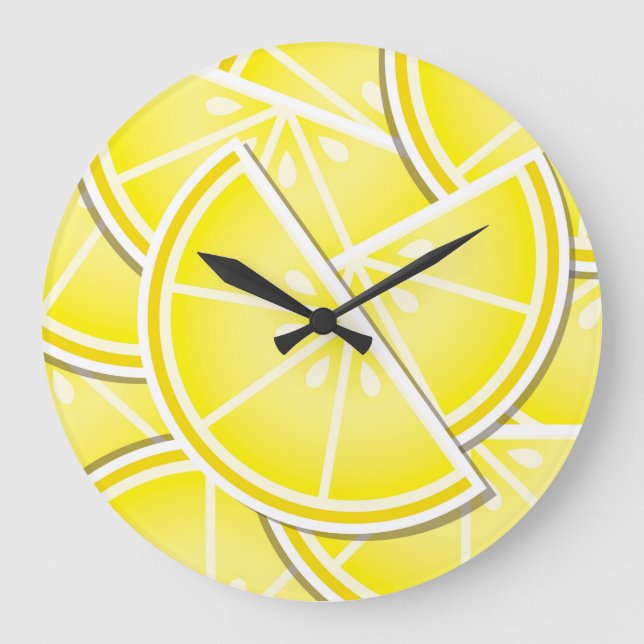 Funky Zitronenkeile! Große Wanduhr (Vorderseite)