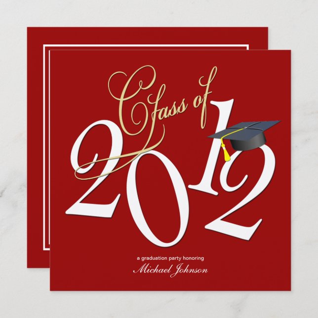 FunkyClass of 2012 (Red / Metallic Silver) Einladung (Vorne/Hinten)