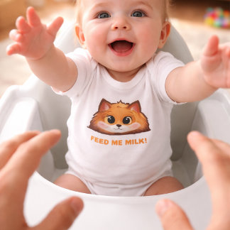 Funniest "FEED ME MILK!" Fox Baby Bodysuit Strampler