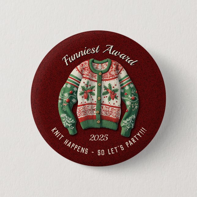 Funniest Ugly Sweater Award Party Button (Vorderseite)