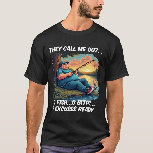 Funny 007 Fisherman Excuses T-Shirt (Vorderseite)