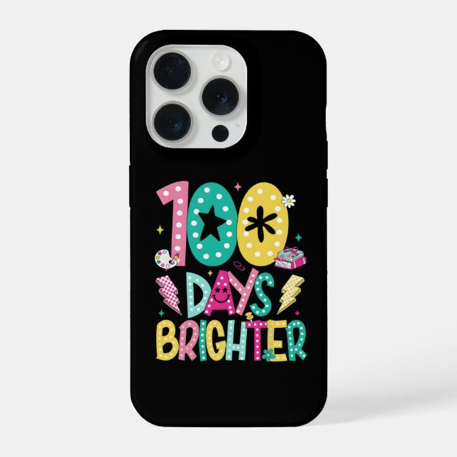 Funny 100 Days Brighter School Celebration Teacher iPhone Hülle (Rückseite)