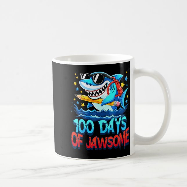 Funny 100 Days Of Jawsome Shark Kids Boy 100th Day Kaffeetasse (Rechts)