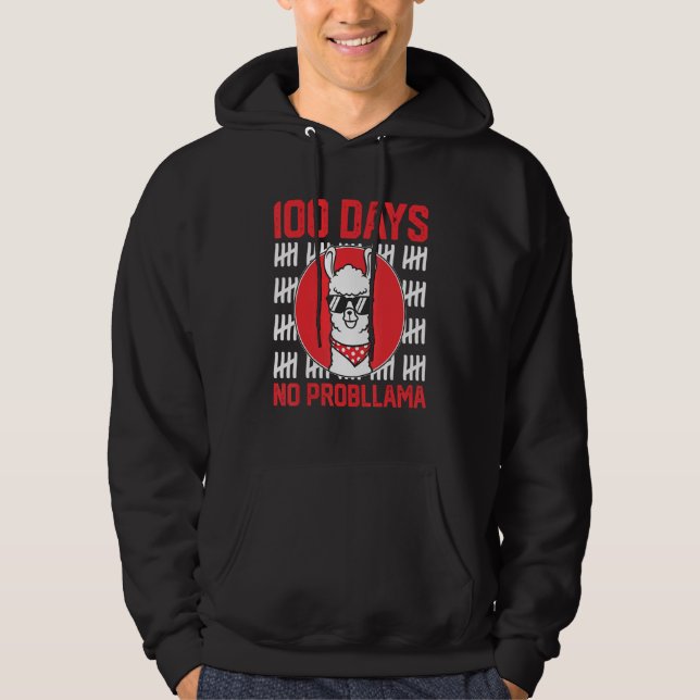Funny 100 Days Of School No Prob-llama Llama Teach Hoodie (Vorderseite)