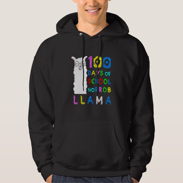 Funny 100 Days of School No Probllama Llama 100th  Hoodie (Vorderseite)