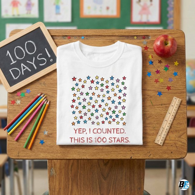Funny 100 Days Of School Yep I Counted 100 Stars T-Shirt (Von Creator hochgeladen)
