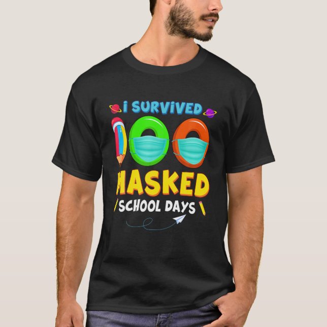 Funny 100 Days of Virtual School Lehrer Student B T-Shirt (Vorderseite)
