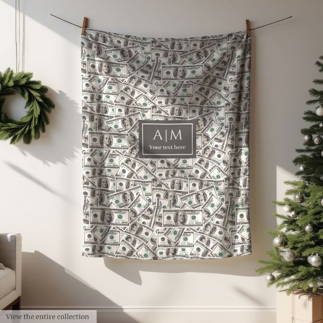 Funny 100 Dollar Pattern Custom Name Blanket Fleecedecke (Funny 100 Dollars Pattern Custom Name Blanket)