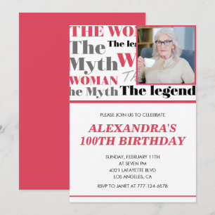 Funny 100. Geburtstag Einladung Foto Myth Legend