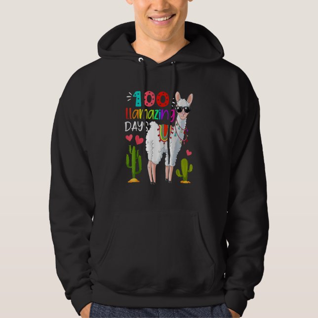Funny 100 Llamazing Days Of School Llama Gift Teac Hoodie (Vorderseite)