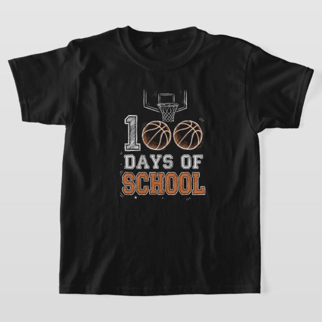 Funny 100th Day of School Basketball Pencil Sketch T-Shirt (Ablage )