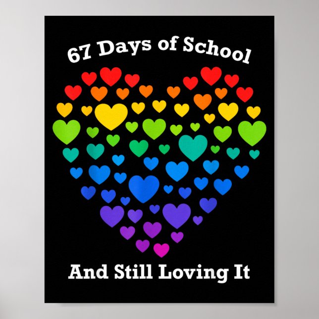 Funny 100th Day Of School Shirt Teacher Heart Vale Poster (Vorne)