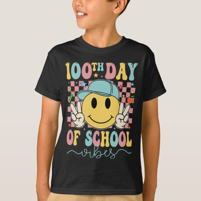 Funny 100th Day Of School Vibes T-Shirt (Vorderseite)