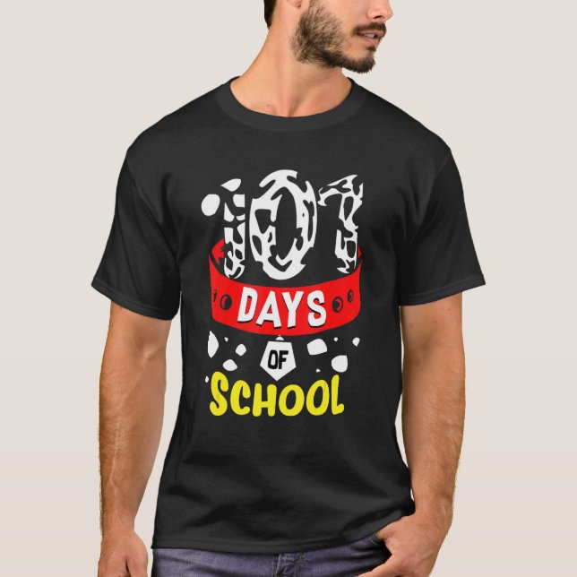 Funny 101 Days School Dog 100th Days Smarter Teach T-Shirt (Vorderseite)
