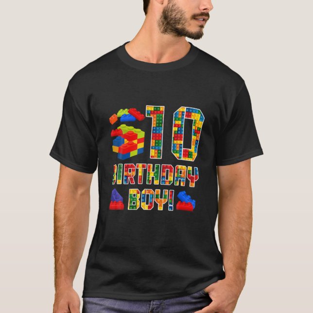 Funny 10th Birthday Kostüm 10 Jahre alter Block Bu T-Shirt (Vorderseite)