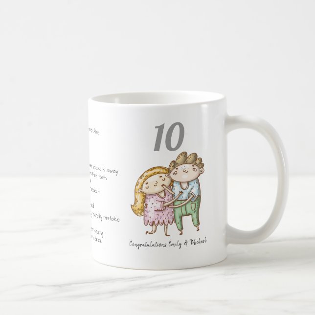 FUNNY 10th Wedding Jubiläum Paar individuell angep Kaffeetasse (Rechts)