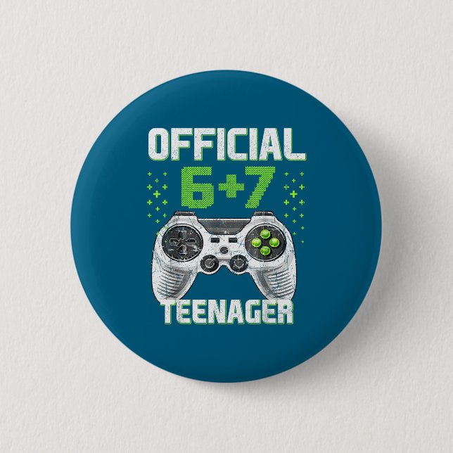 Funny 13th Birthday Teenager 6+7 Year Old Boys Kid Button (Vorderseite)