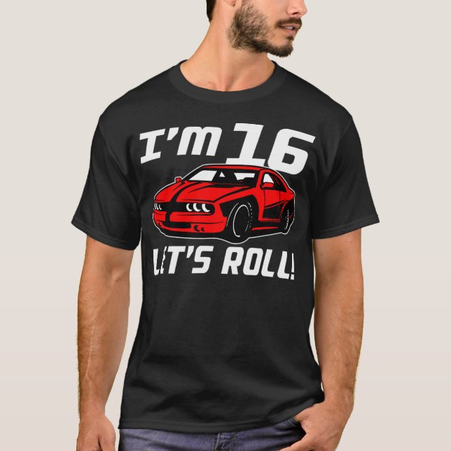 Funny 16th Birthday Gift Race Car Driver Boys 16 Y T-Shirt (Vorderseite)