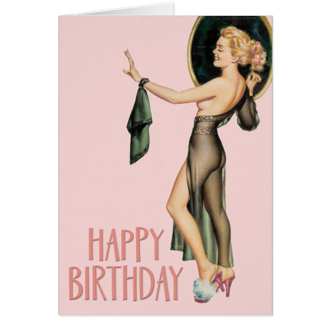 Funny 1950er Button-Up Girl Birthday Card (Vorne)
